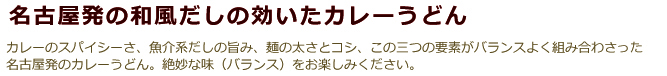 名古屋発、和風だしの効いたカレーうどん